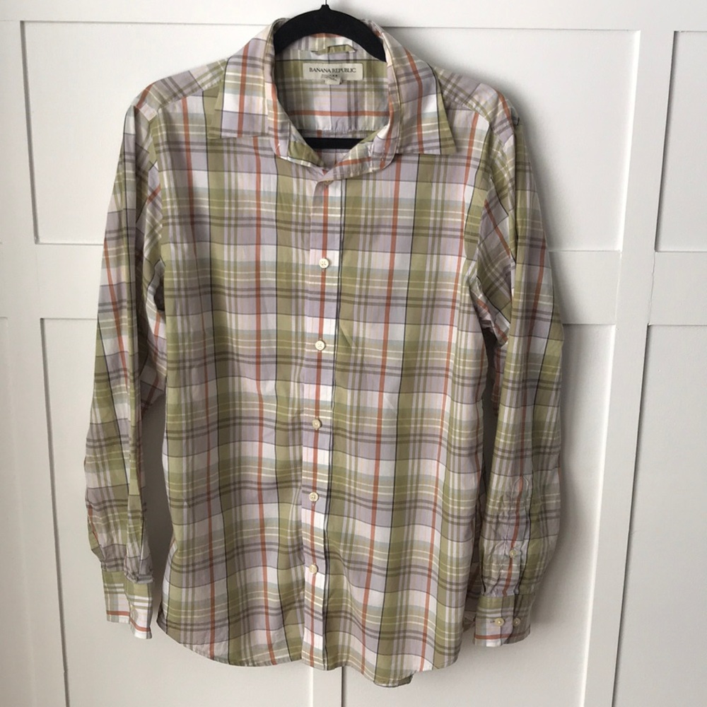 Banana Republic Men’s Plaid Button Down EUC